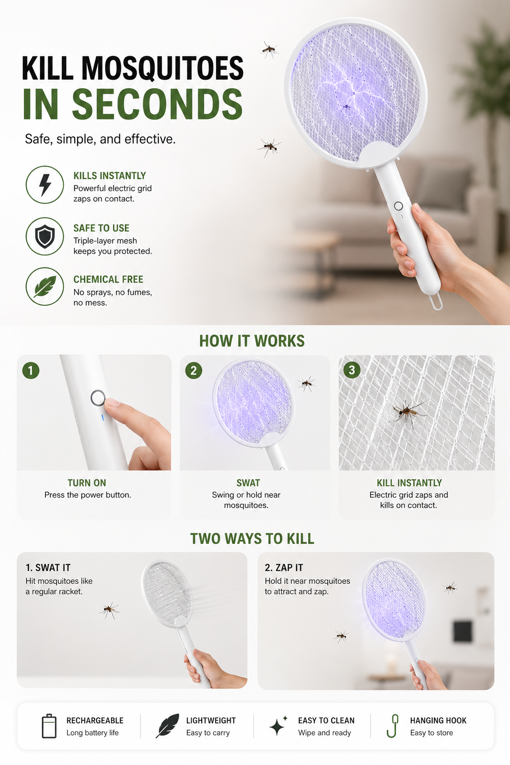 Rechargeable Electric Bug Swatter